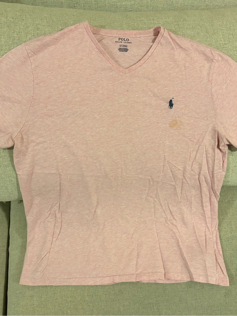 Polo by Ralph Lauren Men’s V-Neck Tee in Light Pink with Navy Pony.